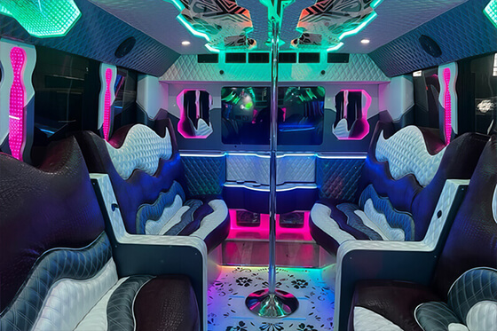 inside the limo bus